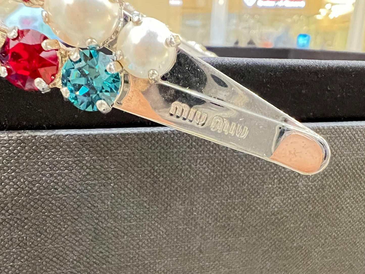 Miu Miu Crystal and Pearl Embellishment Headband