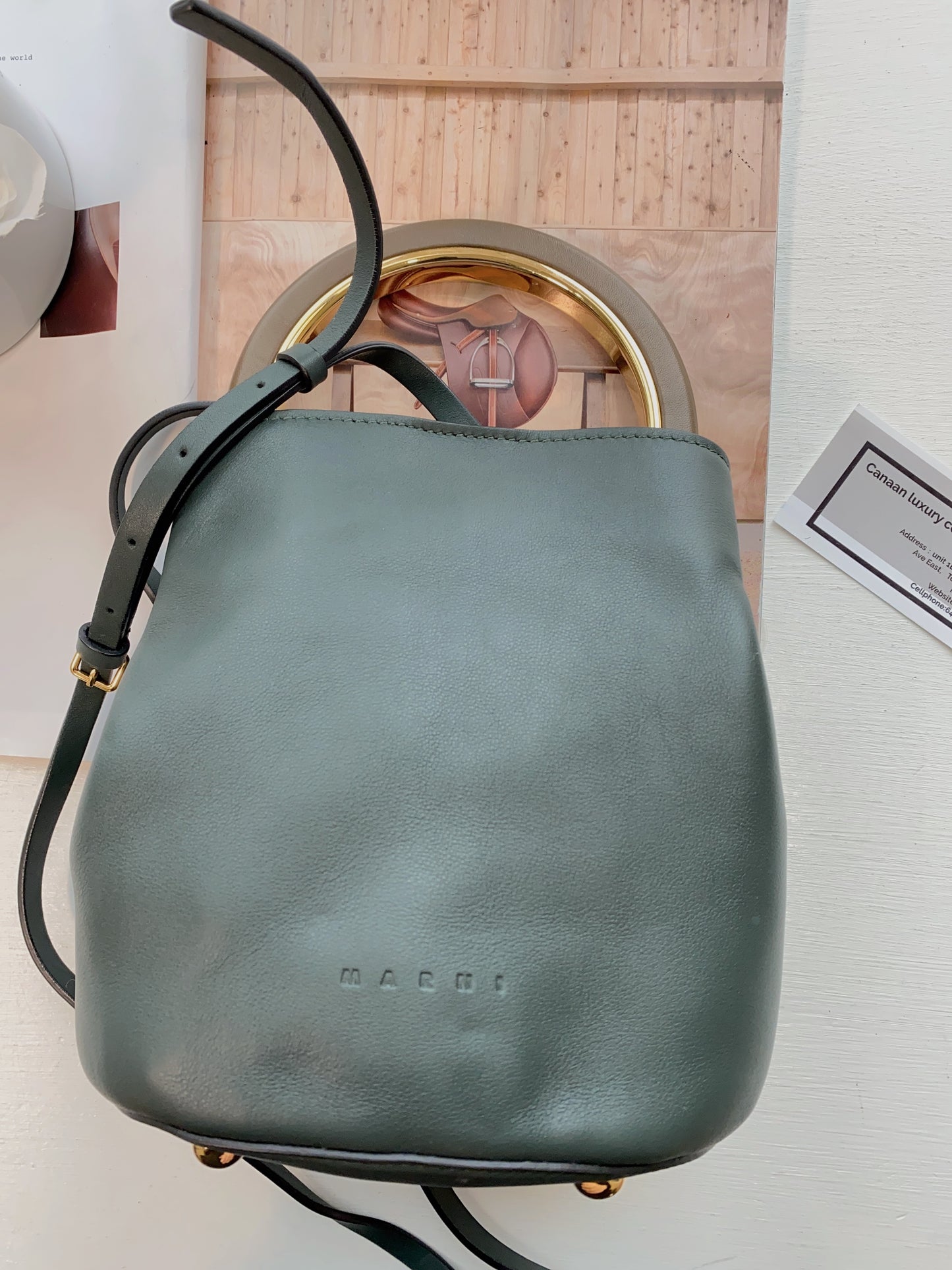 MARNI Smooth Leather Pannier Bucket Bag.