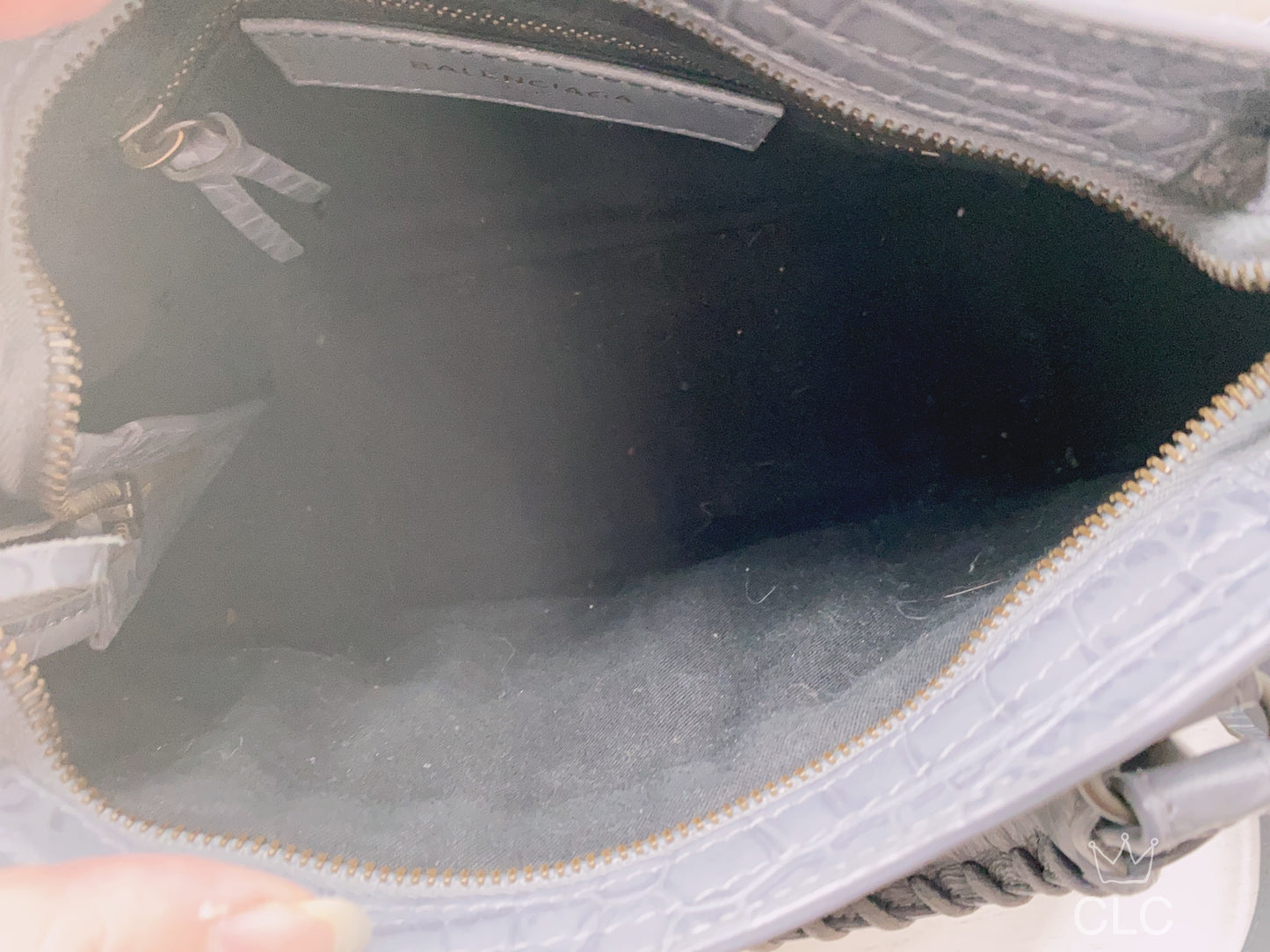 Balenciaga Grey Croc Embossed Leather RH Hardware Mini City Bag