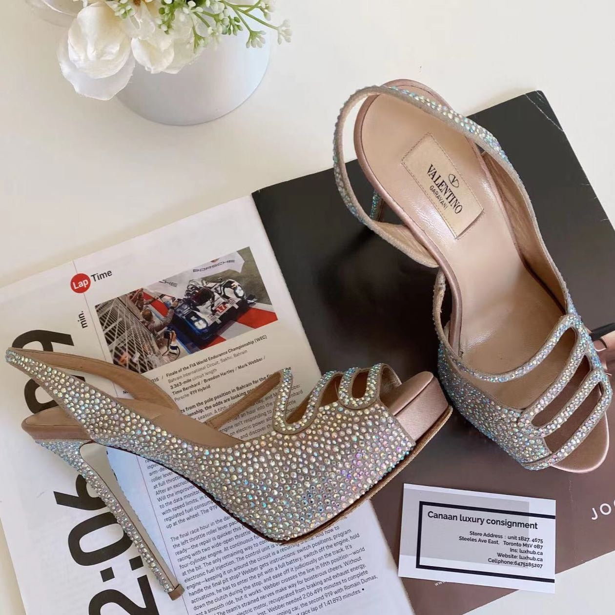 Valentino Strass Platform Slingback Evening Sandal - luxhub.ca