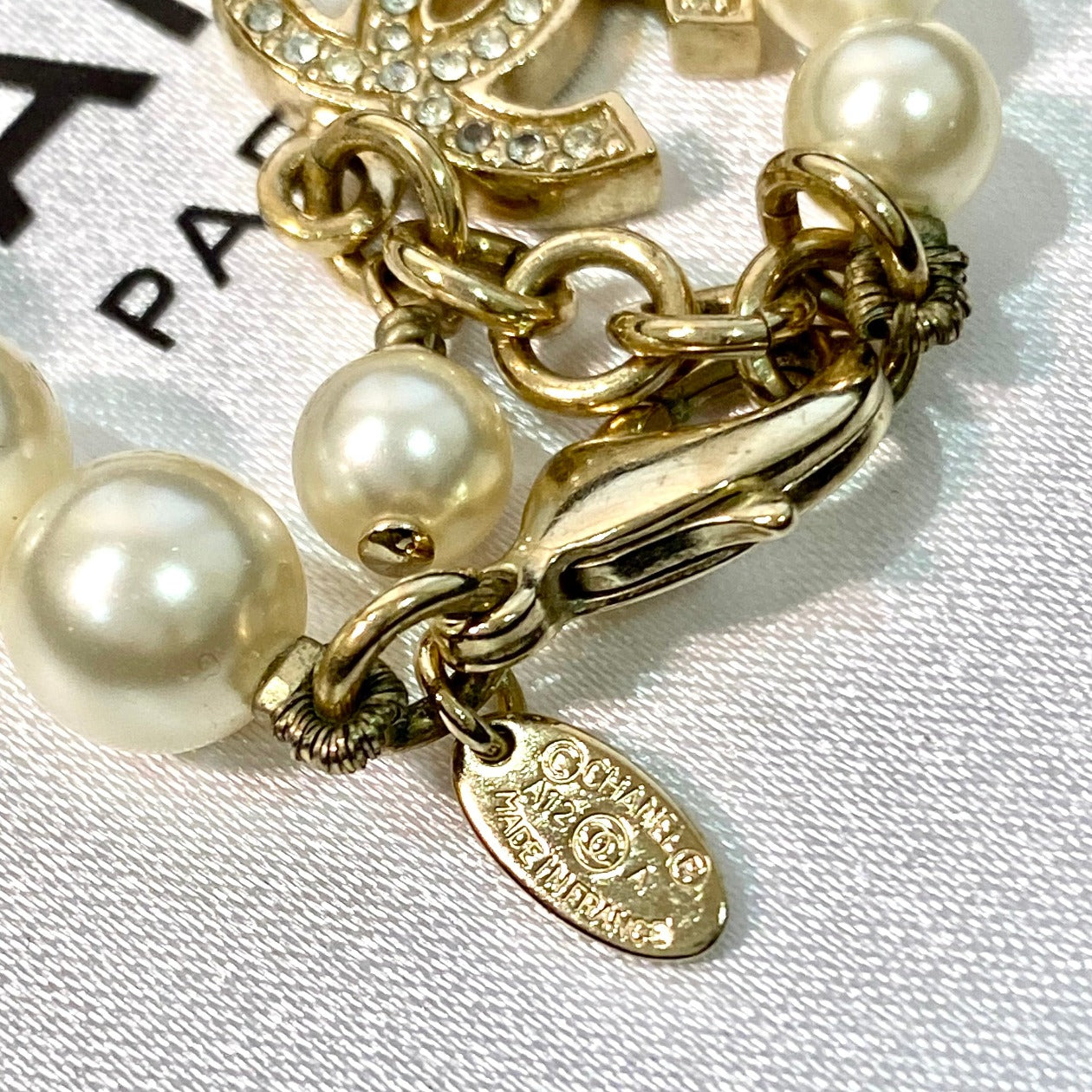Chanel Pearl and Logo Charm Bracelet