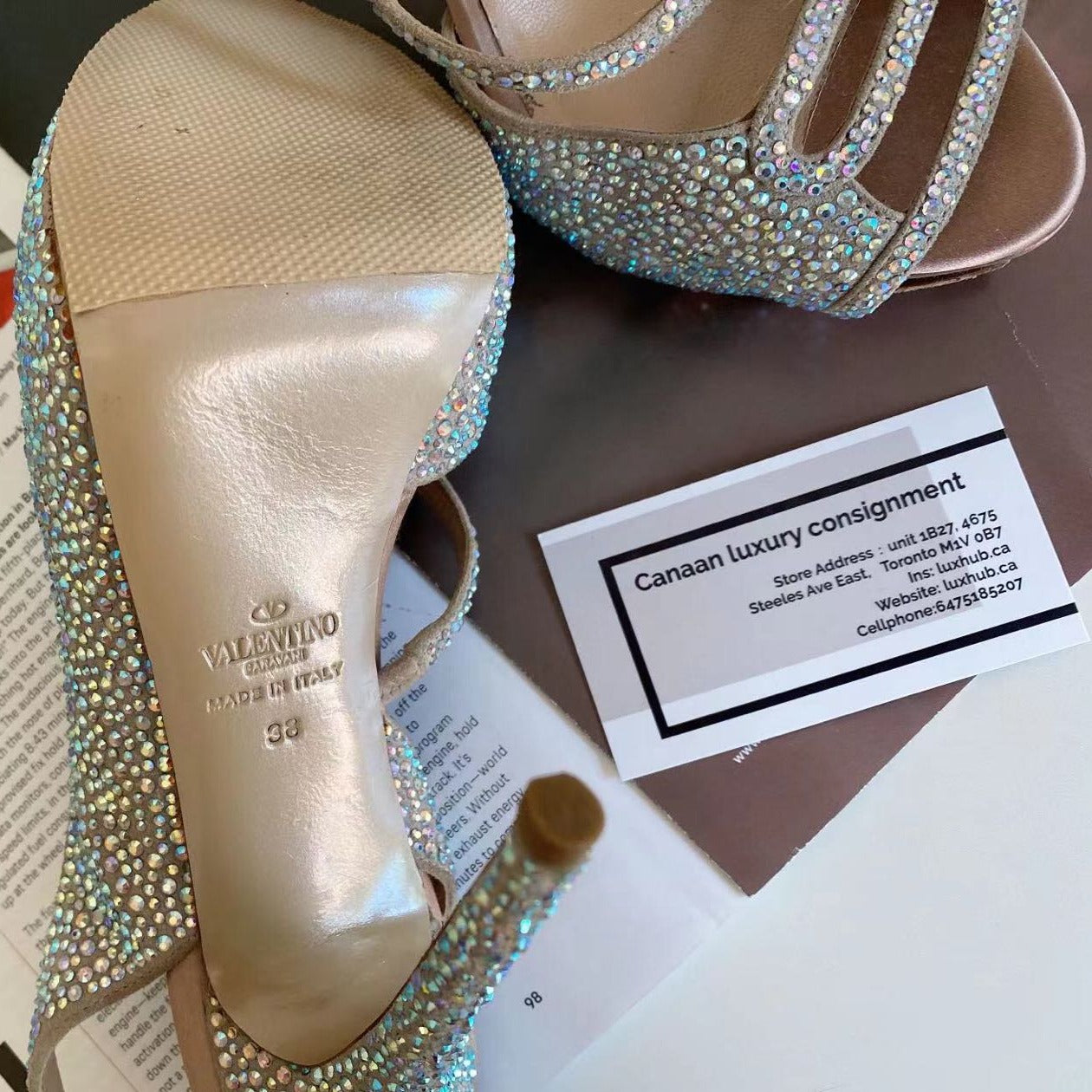 Valentino Strass Platform Slingback Evening Sandal - luxhub.ca
