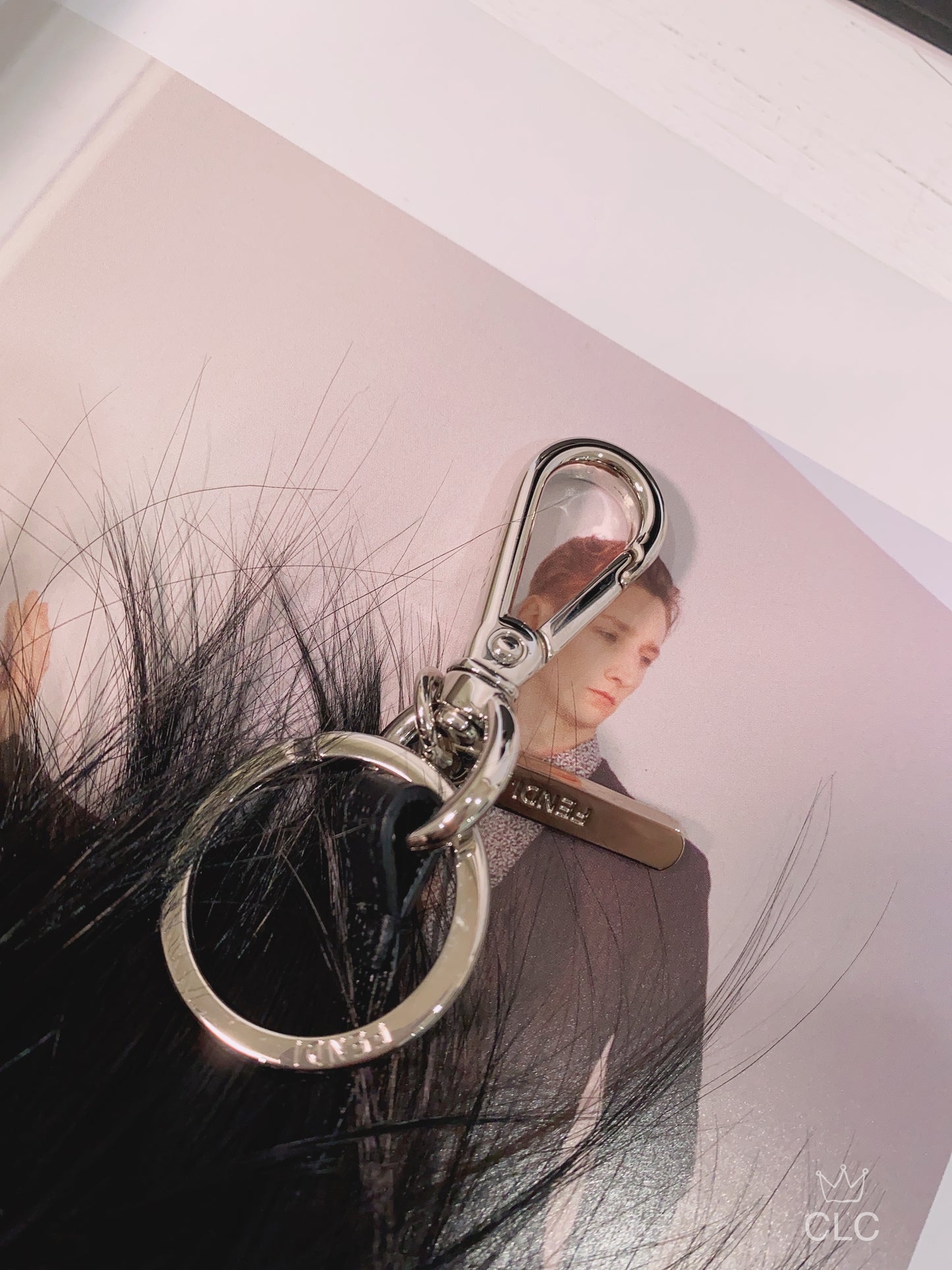 Fendi Black Chain Bag Fusto Fur Bug Monster Key Charm