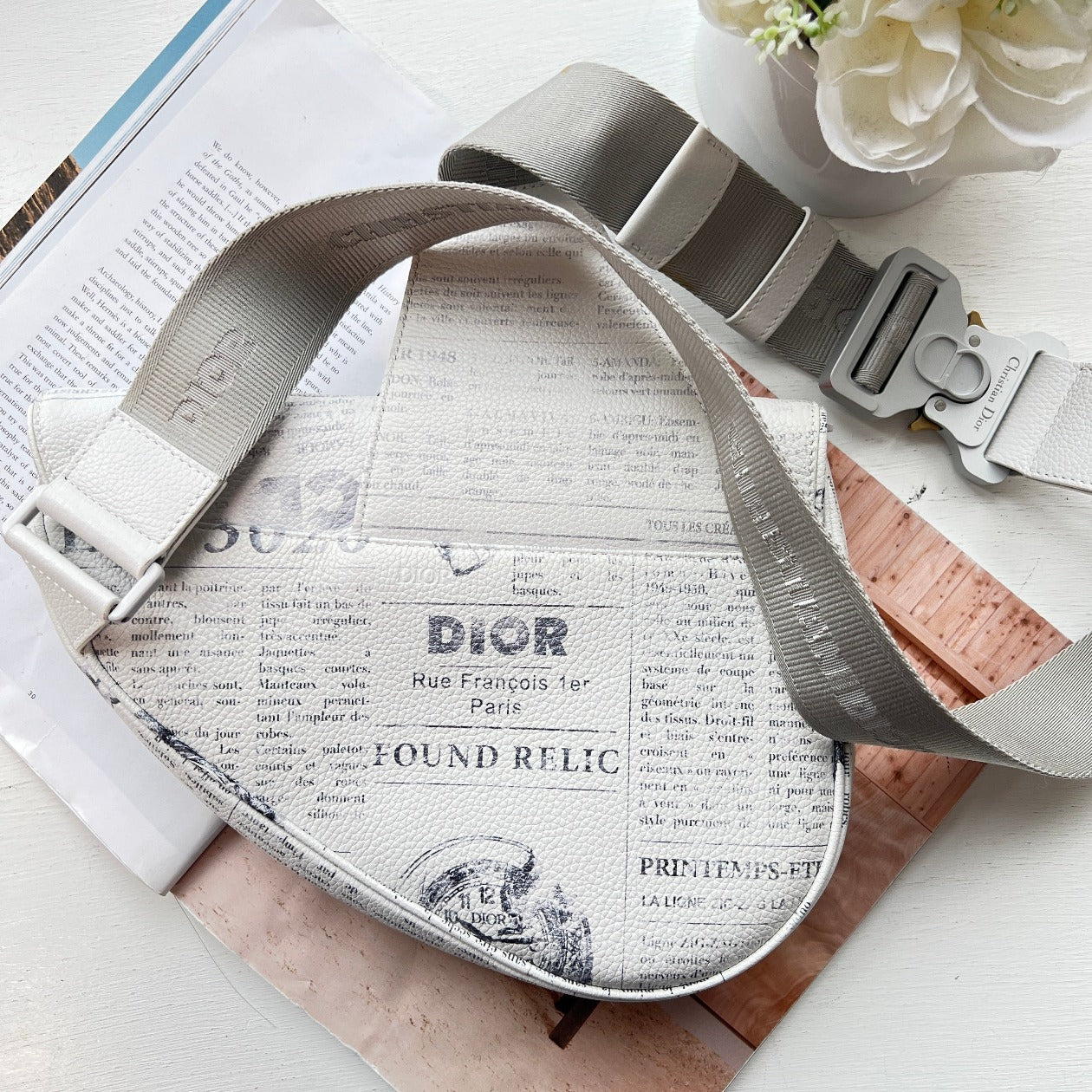 Dior Men 2020 Newspaper Print Saddle Bag
