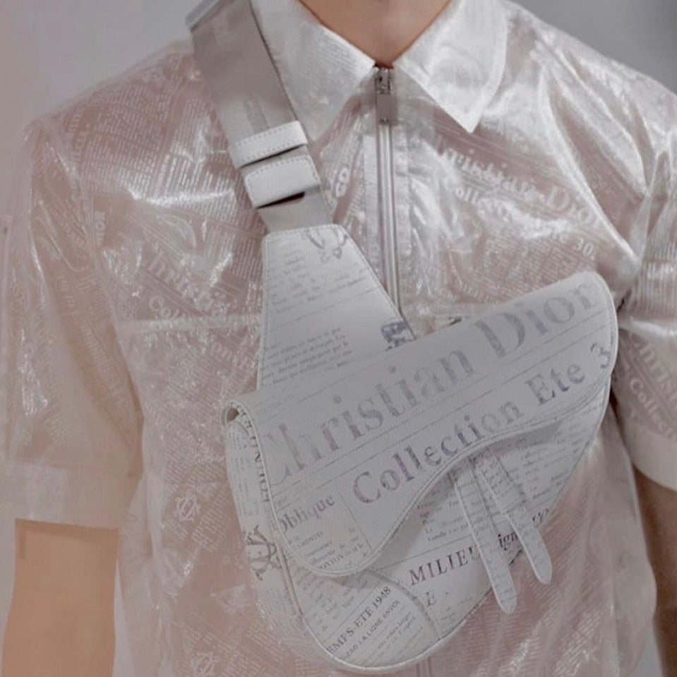 Dior Men 2020 Newspaper Print Saddle Bag