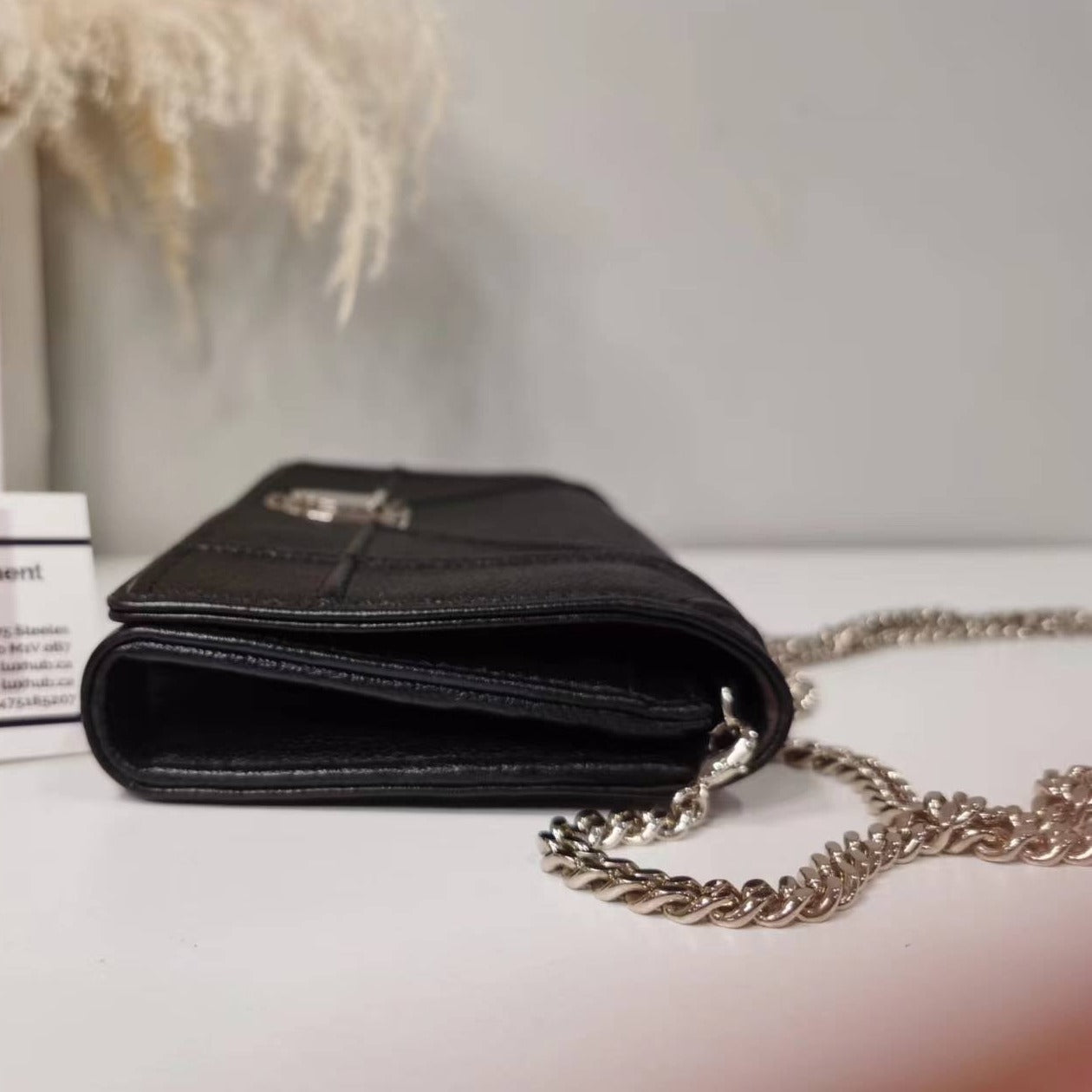Christian Dior Black Leather Diorama Wallet on Chain - luxhub.ca