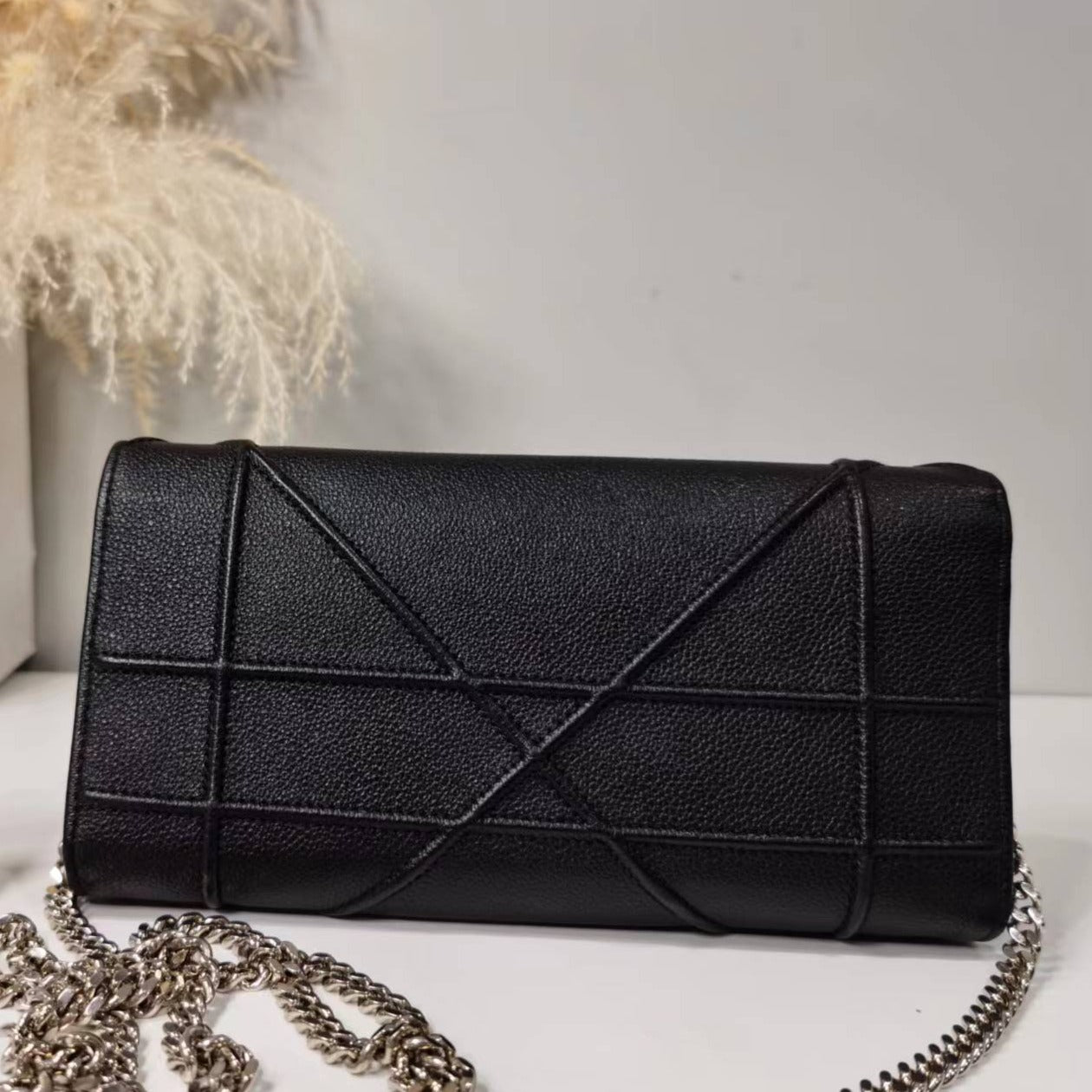 Christian Dior Black Leather Diorama Wallet on Chain - luxhub.ca
