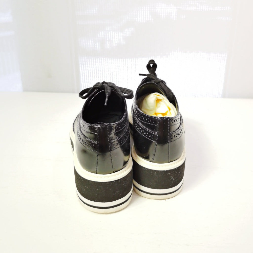 Prada Leather Lasercut Accents Oxfords Shoes Size37