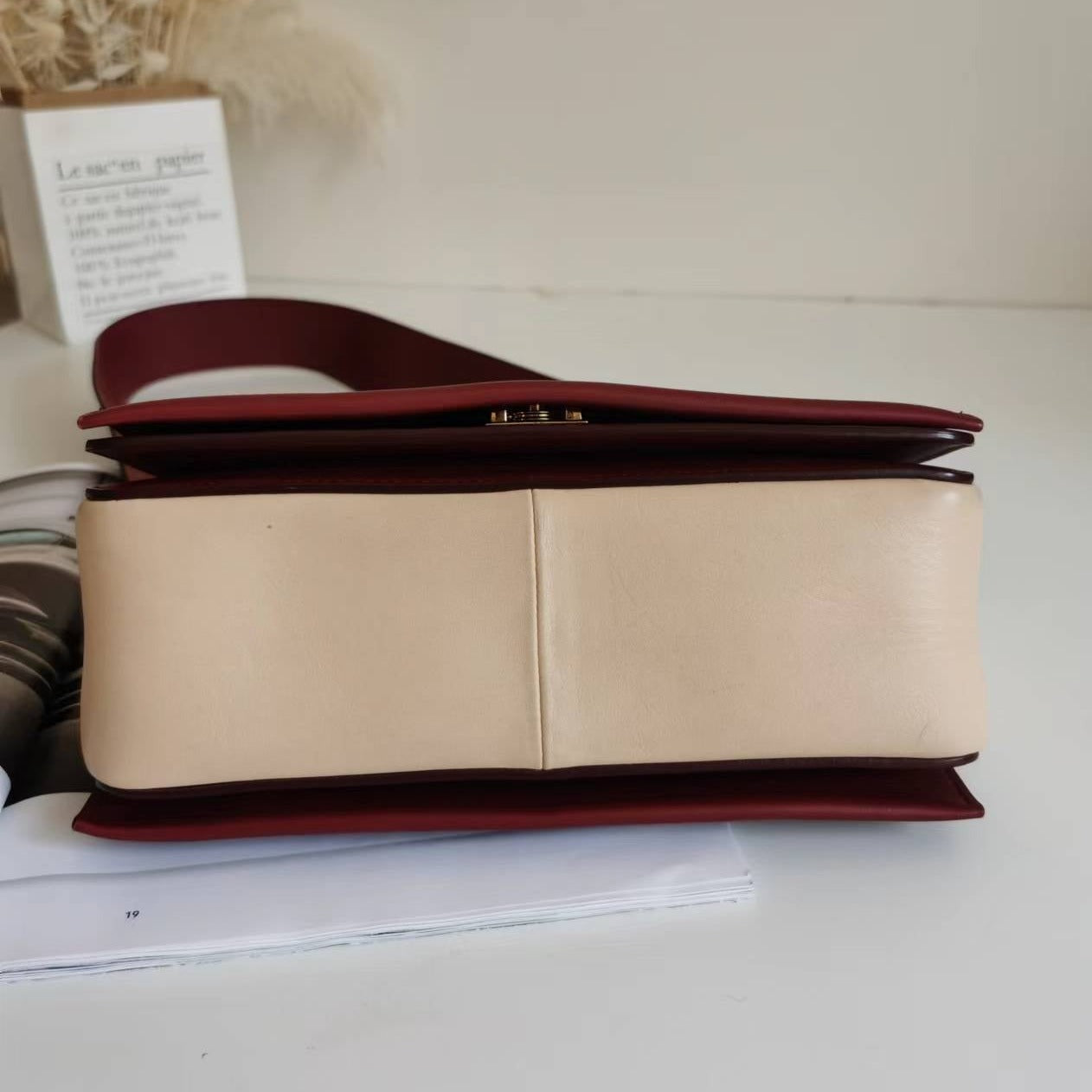 CELINE Shiny Smooth Calfskin Medium Frame Shoulder Bag Ruby Nude - luxhub.ca