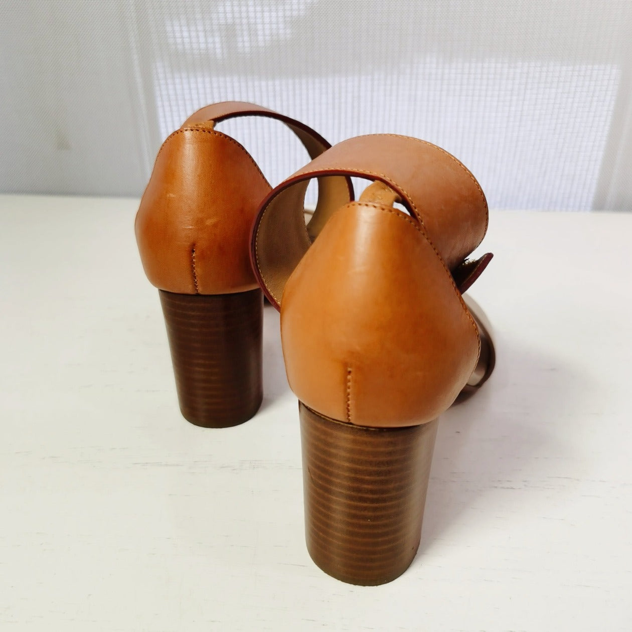 Chloe Leather Colorblock Pattern Sandals Size37