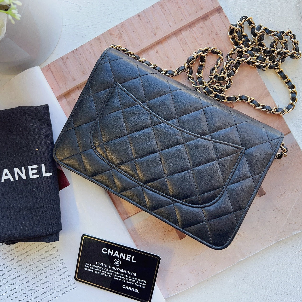 Chanel Black Quilted Emoticon Wallet On Chain