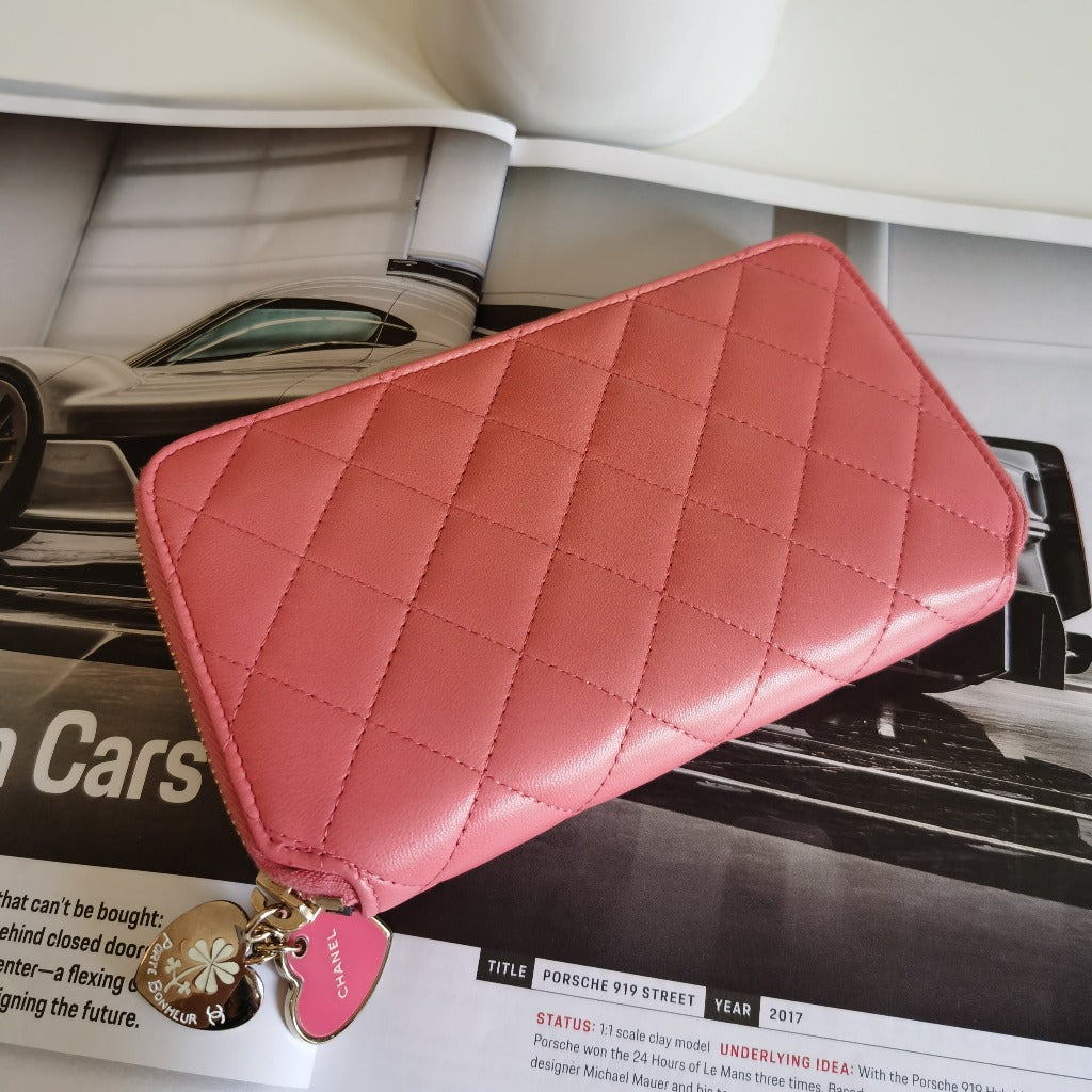 Chanel zipper long wallet valentine limited edition - luxhub.ca