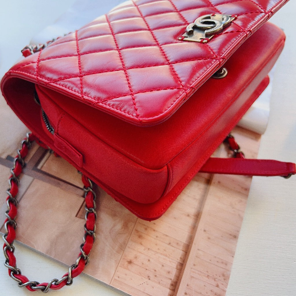 Chanel Red Quilted Calfskin Leather Classic Flap Bag - luxhub.ca