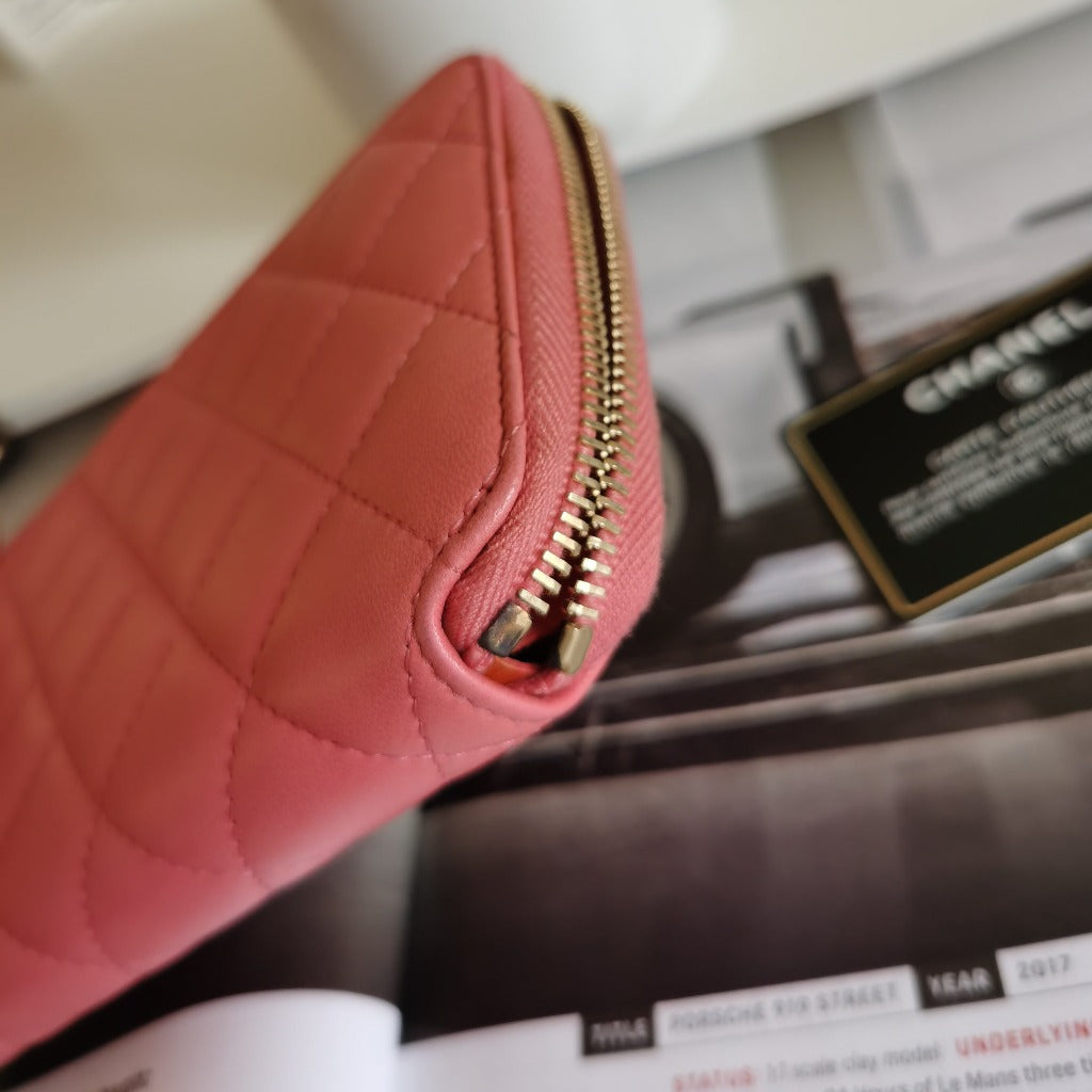 Chanel zipper long wallet valentine limited edition - luxhub.ca