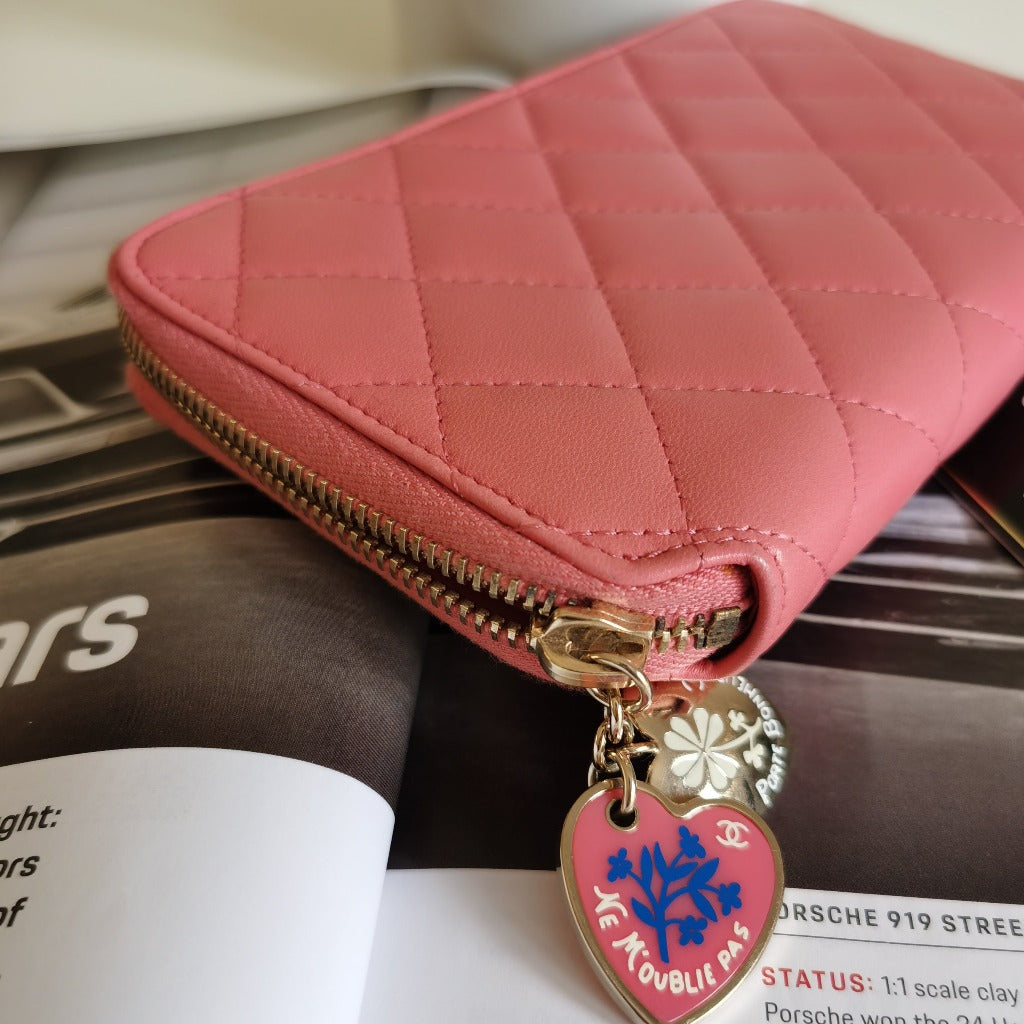 Chanel zipper long wallet valentine limited edition - luxhub.ca