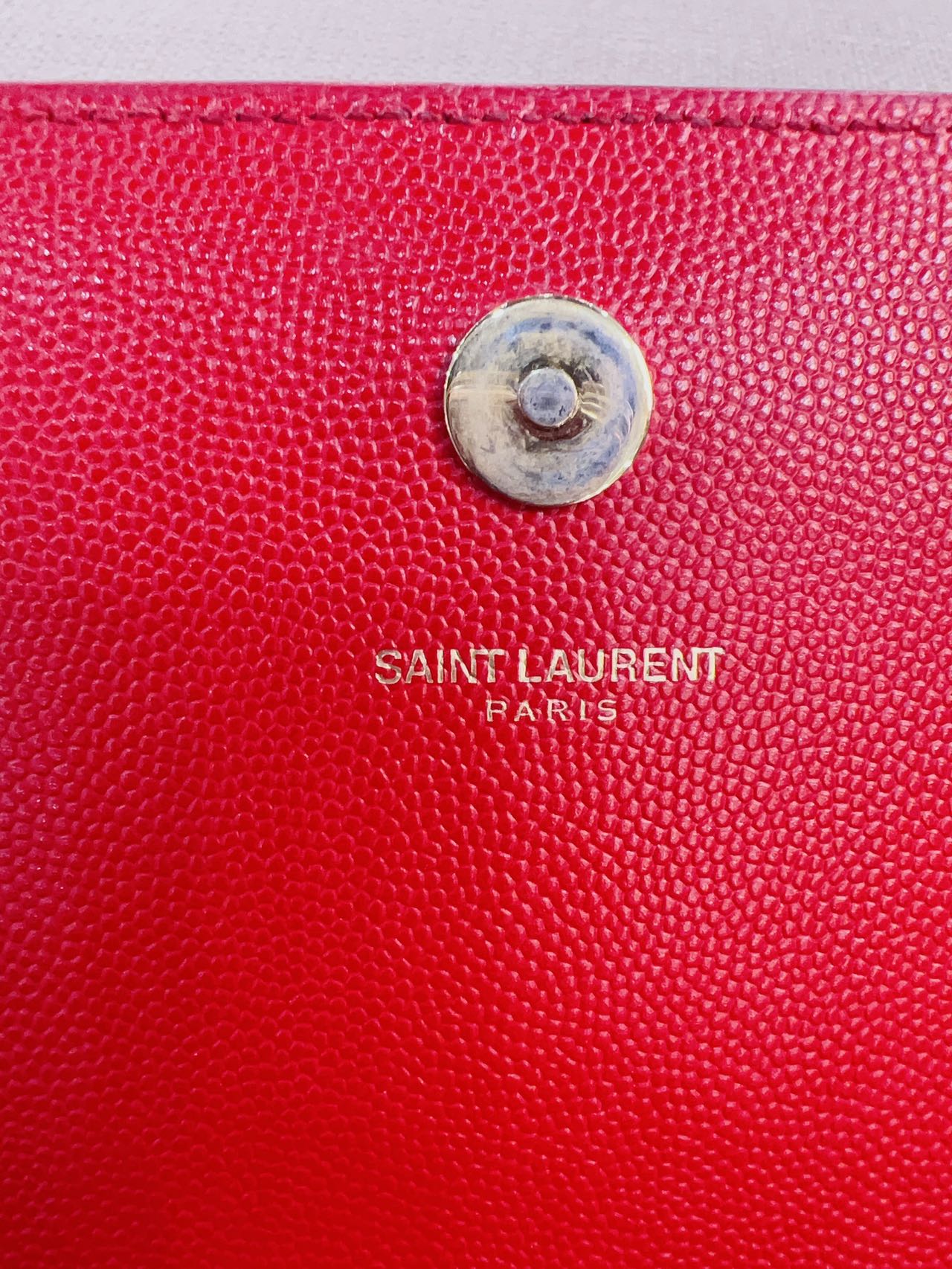 Saint Laurent Grain De Poudre Monogram Cassandre Clutch Red