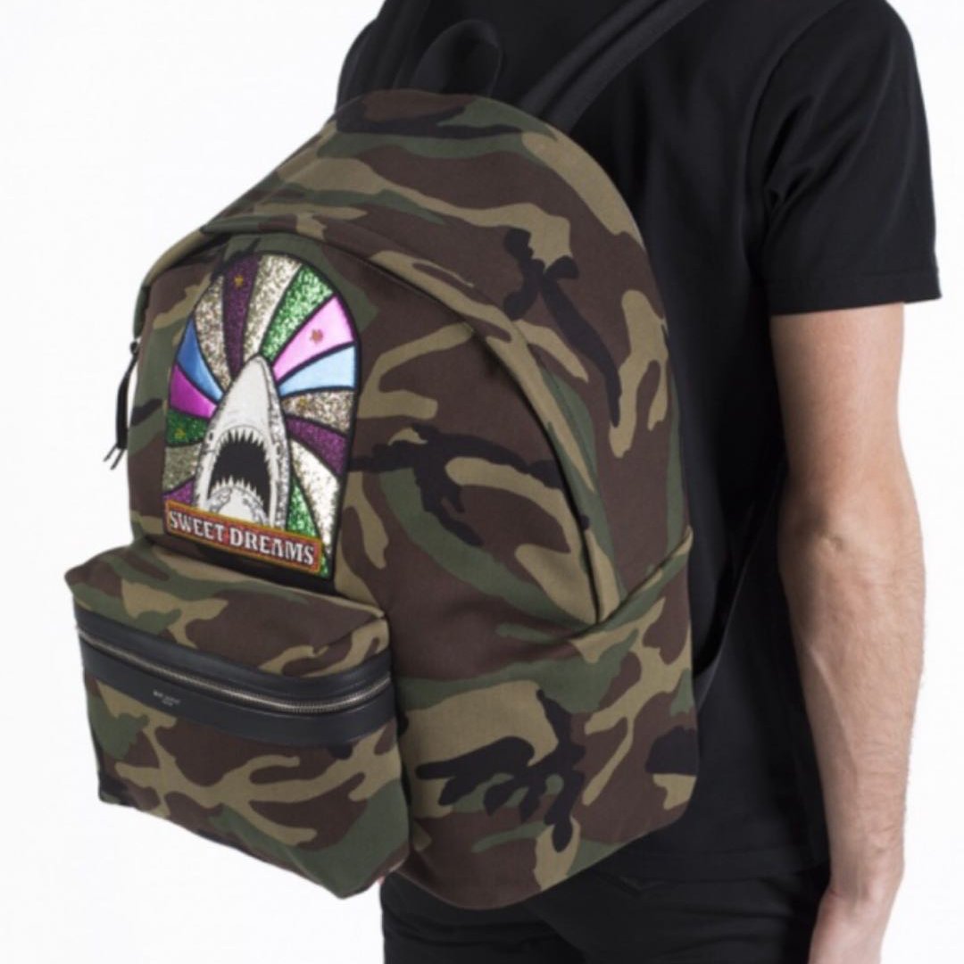 Saint Laurent YSL Canvas City Sweet Dreams Shark Backpack