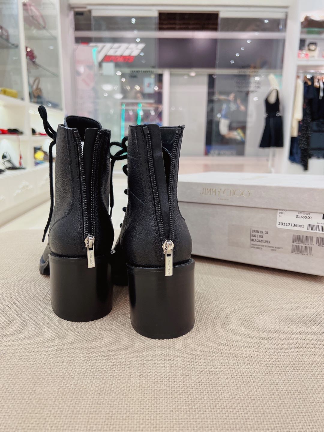 Jimmy Choo Leather Crystal Embellishments Combat Boots size39