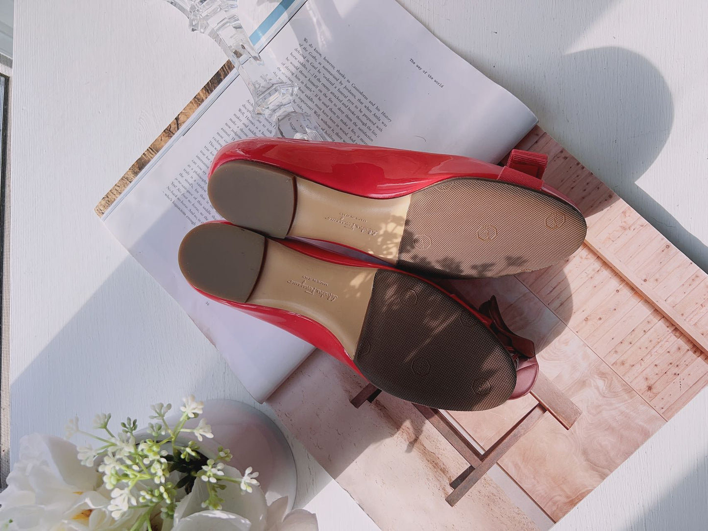 Salvatore Ferragamo Leather Grosgrain Trim Ballet Flats Size36B