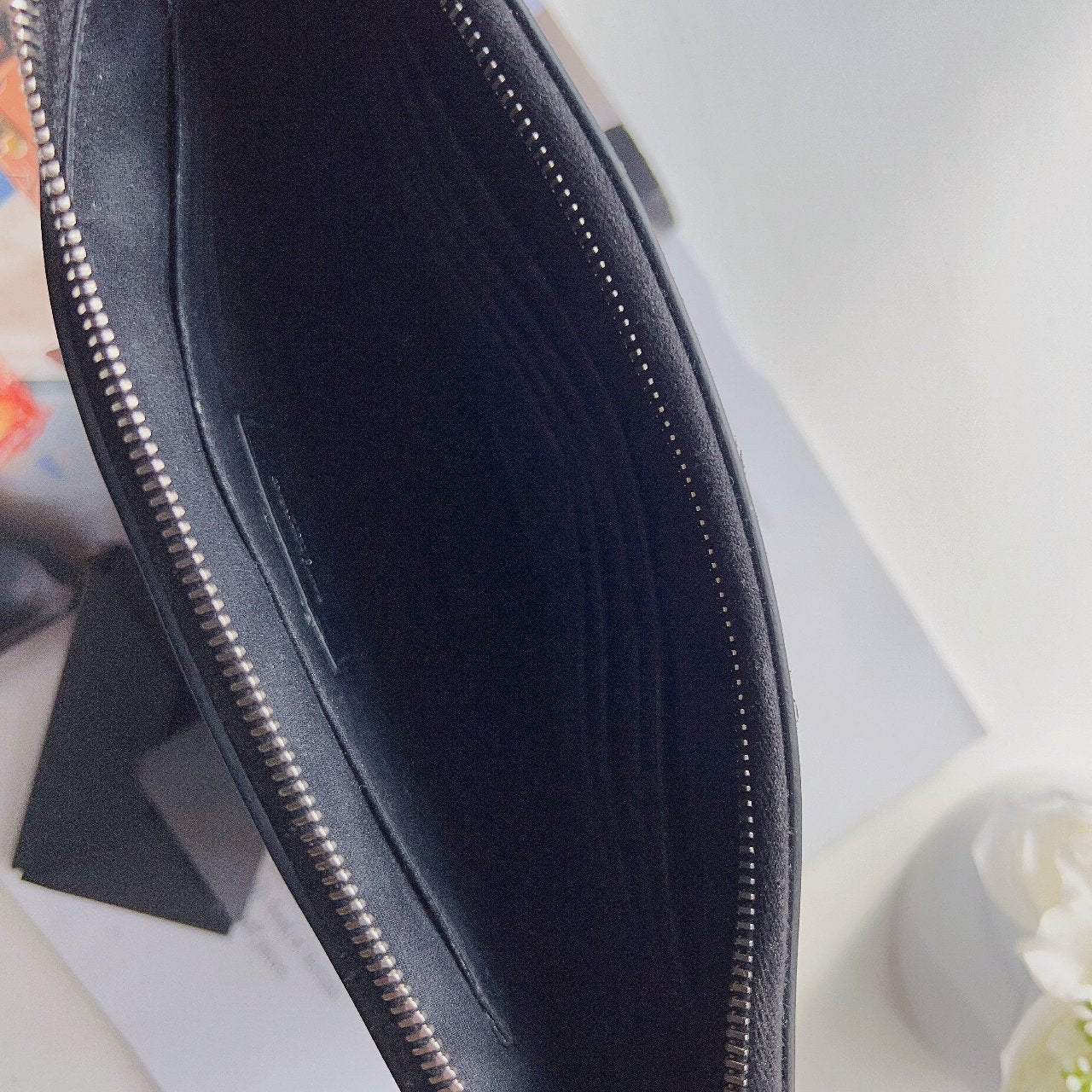 Saint Laurent Black Leather Rider Tablet Case