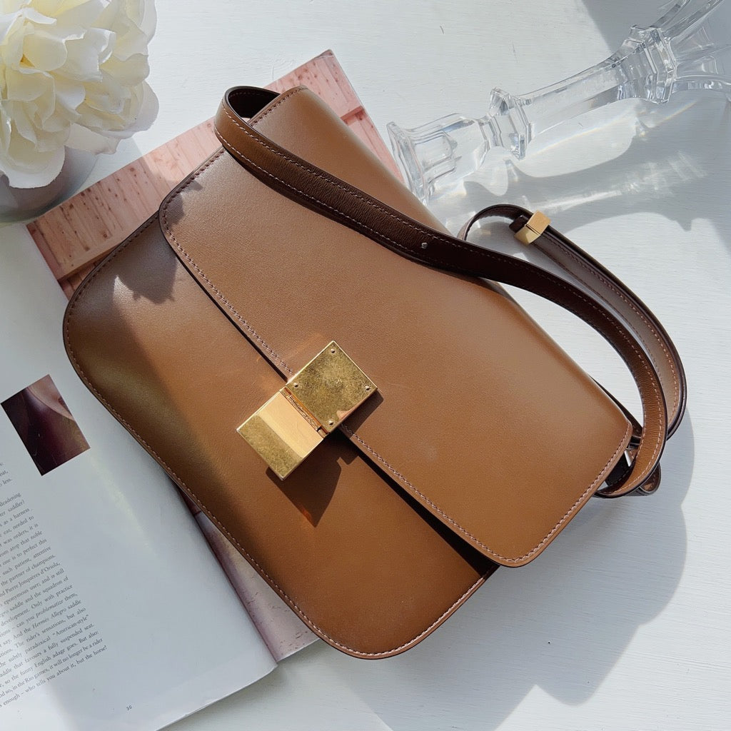 Celine Classic Bag Camel Celine Medium Classic Box Bag Brown –