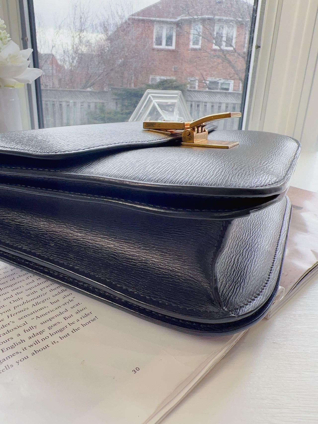 Celine Medium Box Epi Leather Gold Hardware Bag