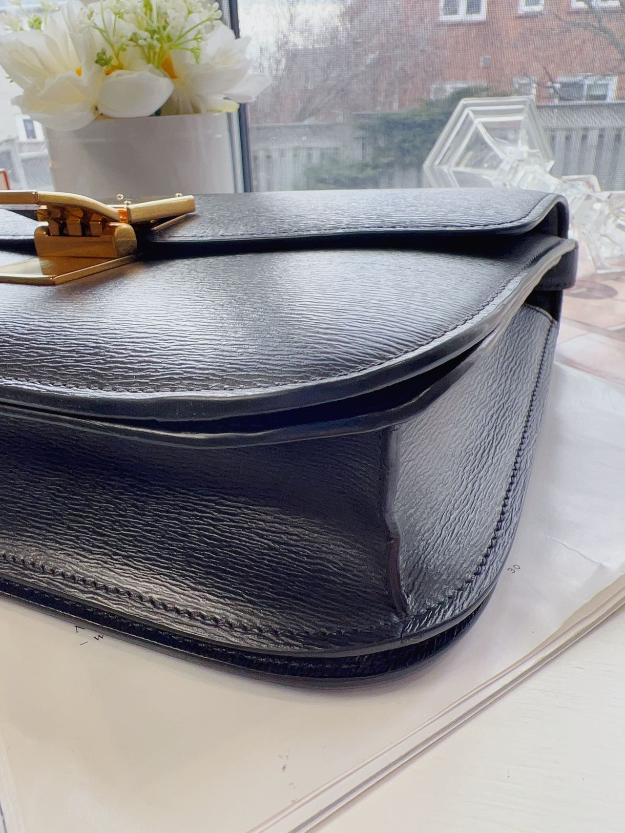 Celine Medium Box Epi Leather Gold Hardware Bag