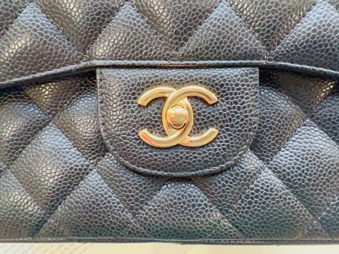Chanel Classic Caviar Black Jumbo Gold