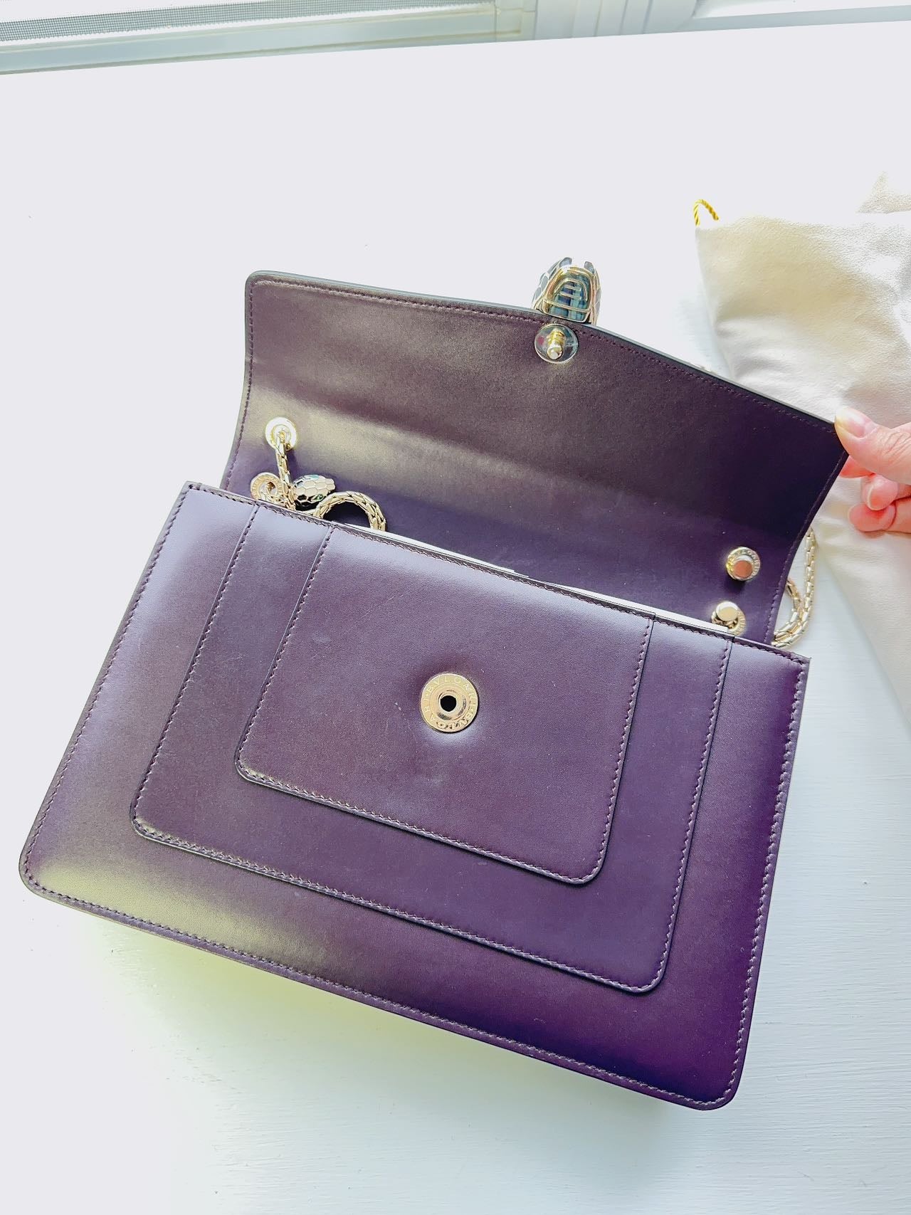 Bvlgari Serpenti Forever Leather Shoulder Bag in Dark Burgundy