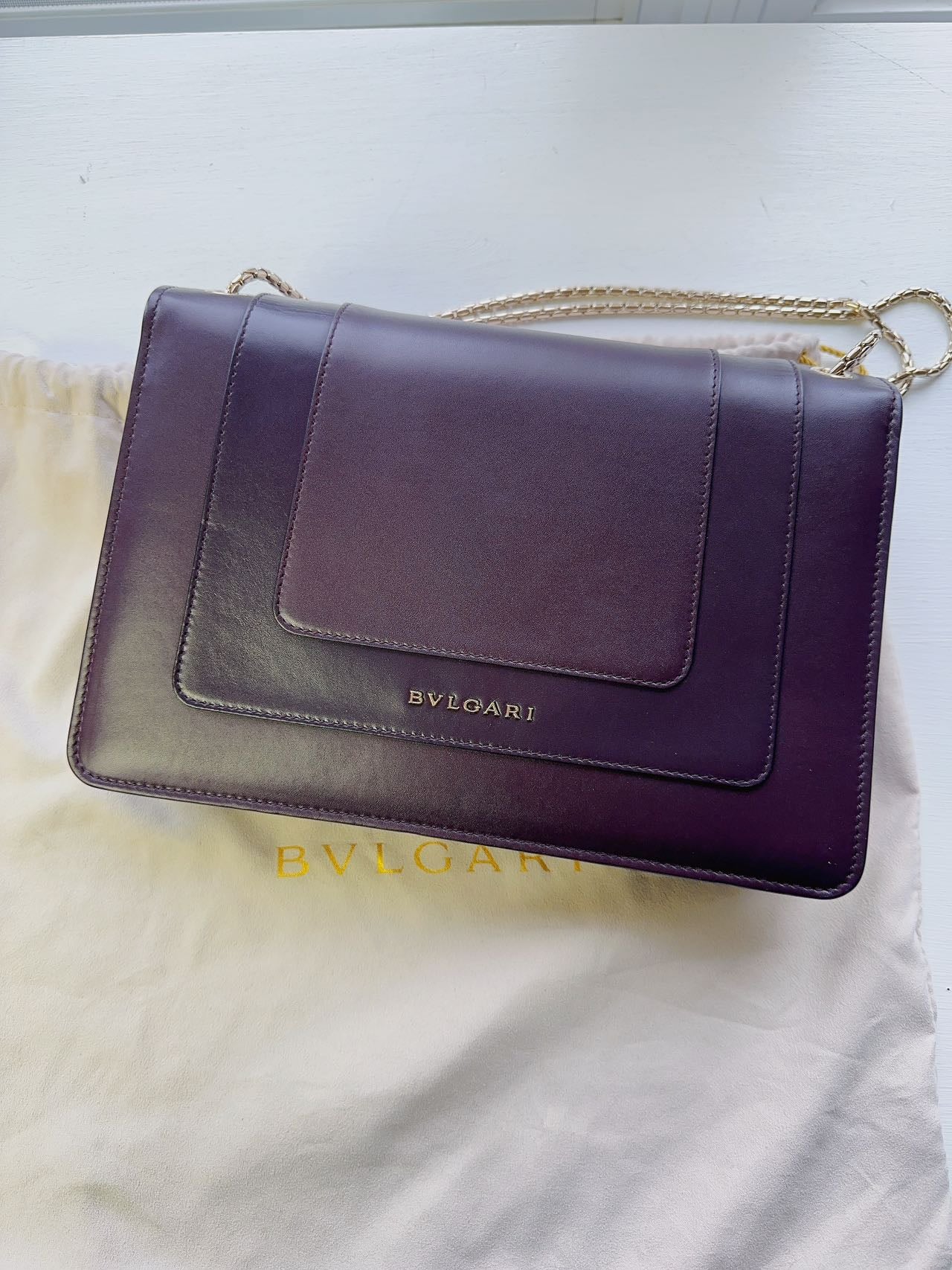 Bvlgari Serpenti Forever Leather Shoulder Bag in Dark Burgundy