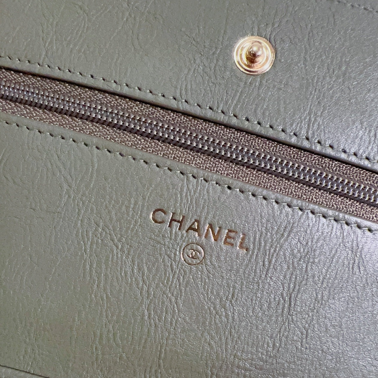 CHANEL Calfskin Chevron WOC Crossbody Flap