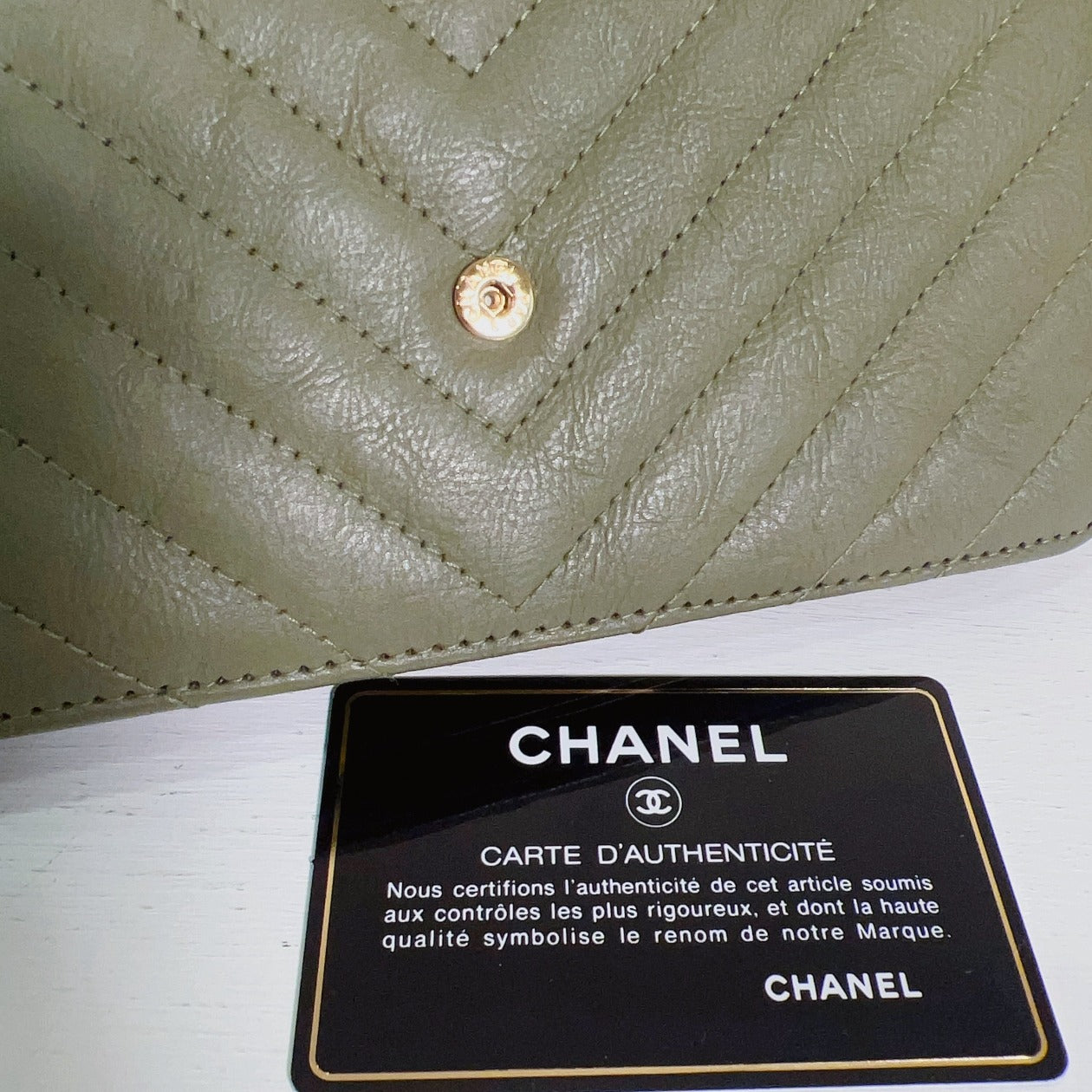 CHANEL Calfskin Chevron WOC Crossbody Flap