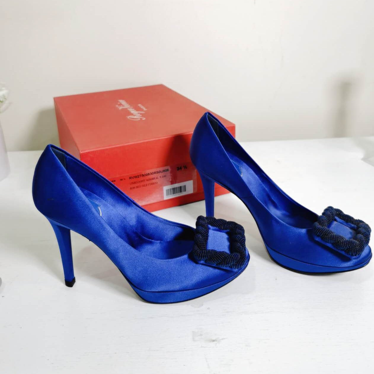Roger Vivier Electric Blue Elegant High Heels Size34.5