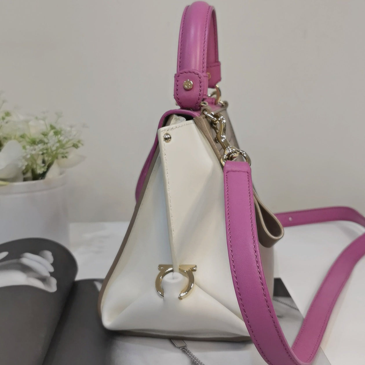 Salvatore Ferragamo 2way Crossbody shoulder bag with tri-color Calfskin leather - luxhub.ca