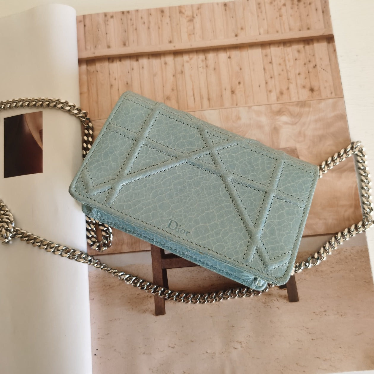 Christian Dior Metallic Blue Diorama Bag
