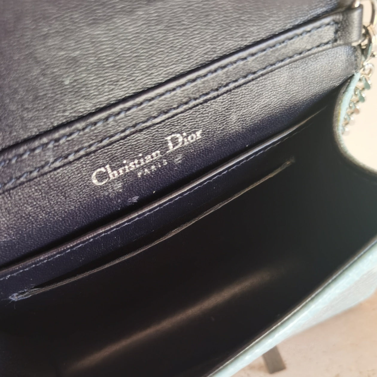Christian Dior Metallic Blue Diorama Bag