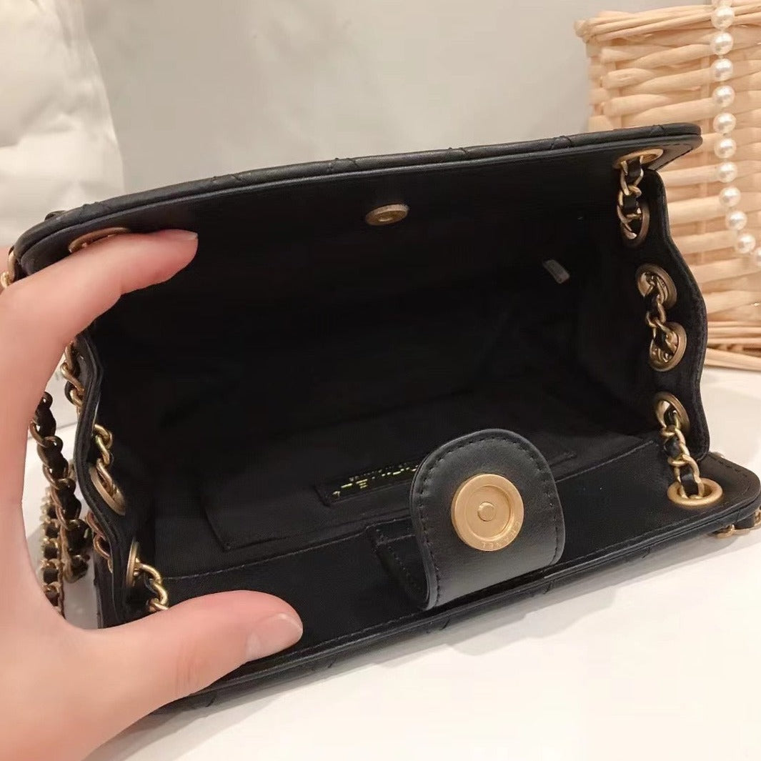 Chanel Calfskin Quilted CC Chain Accordion Tote Black Bag - luxhub.ca