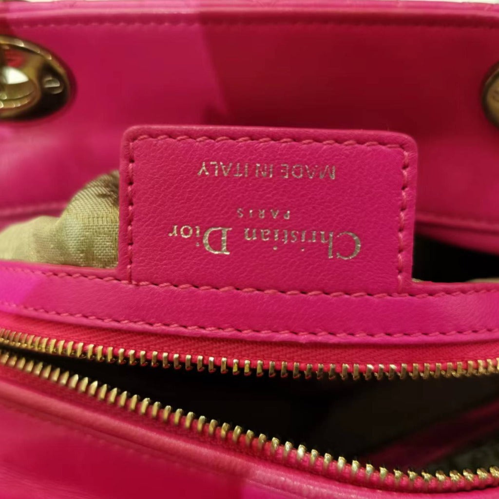 CHRISTIAN DIOR Lambskin Large Lady Dior Hot Pink - luxhub.ca