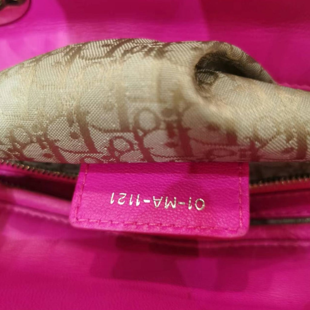 CHRISTIAN DIOR Lambskin Large Lady Dior Hot Pink - luxhub.ca