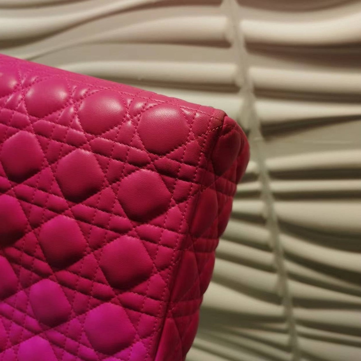 CHRISTIAN DIOR Lambskin Large Lady Dior Hot Pink - luxhub.ca