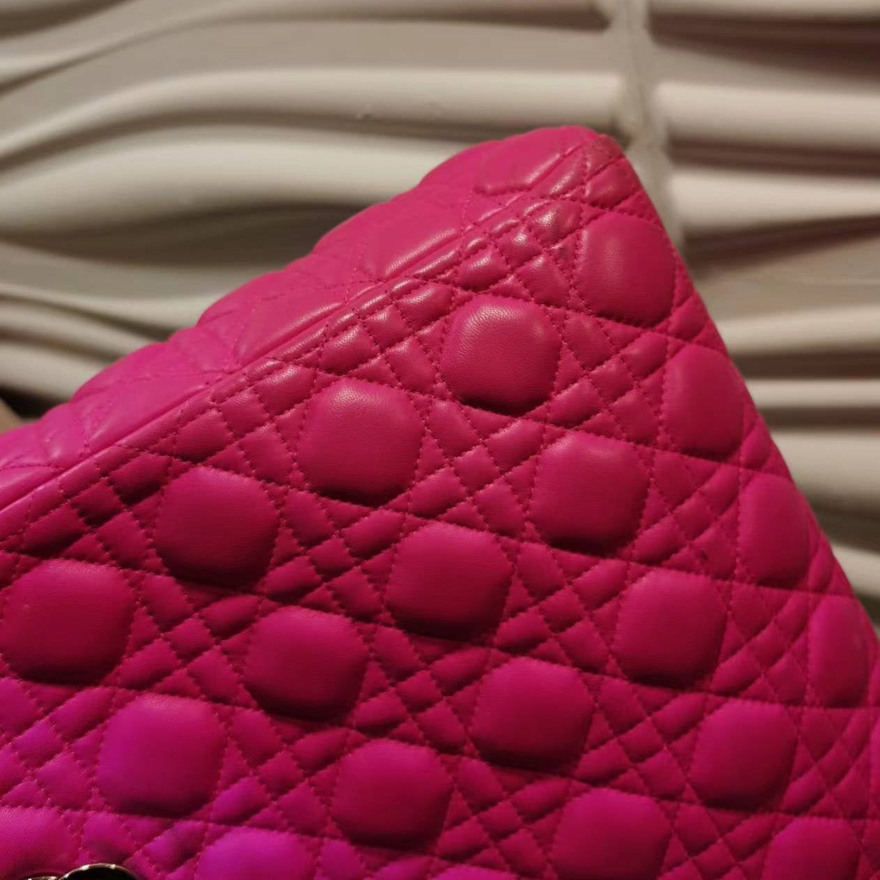 CHRISTIAN DIOR Lambskin Large Lady Dior Hot Pink - luxhub.ca