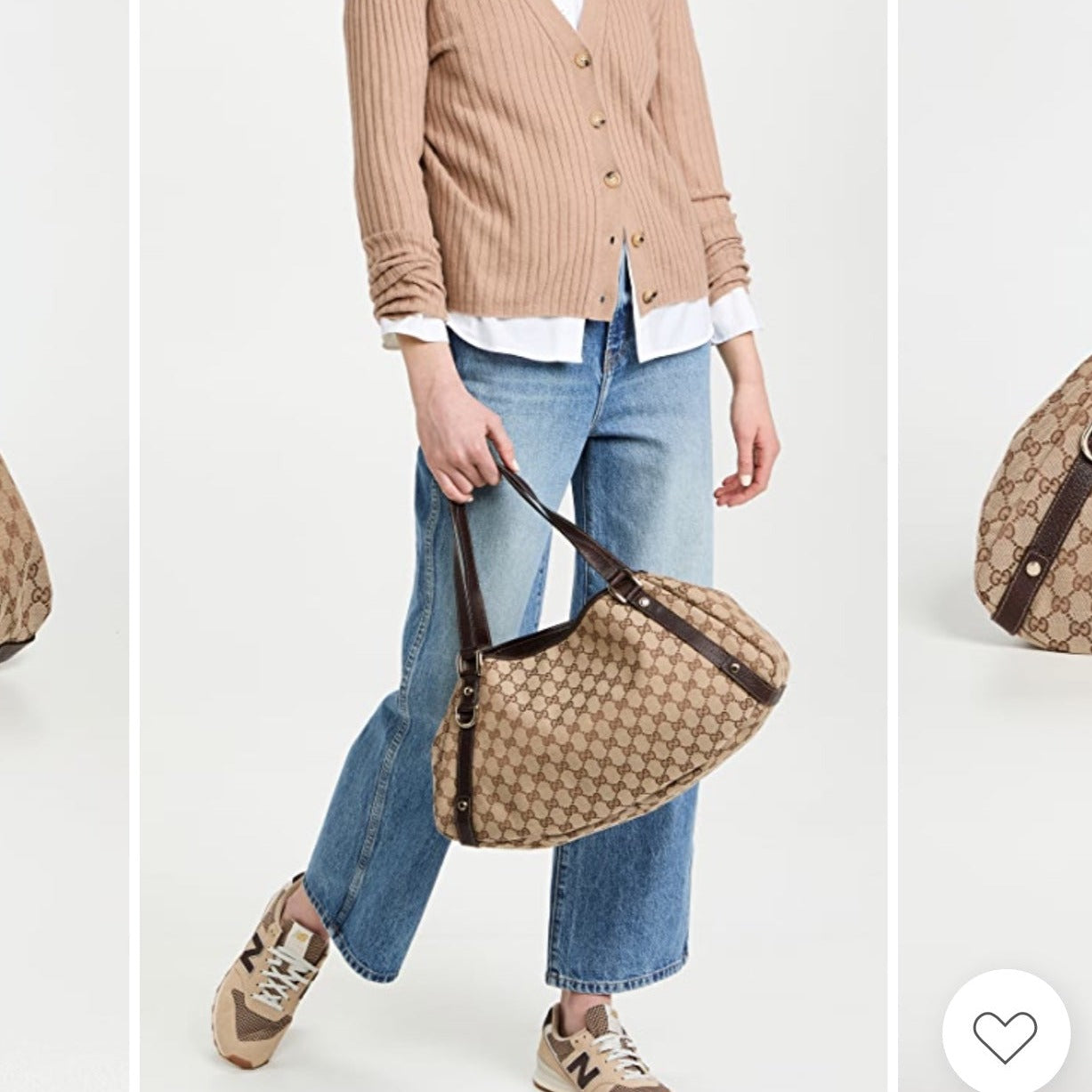 Gucci Abbey Beige Shoulder Bag Dark Brown