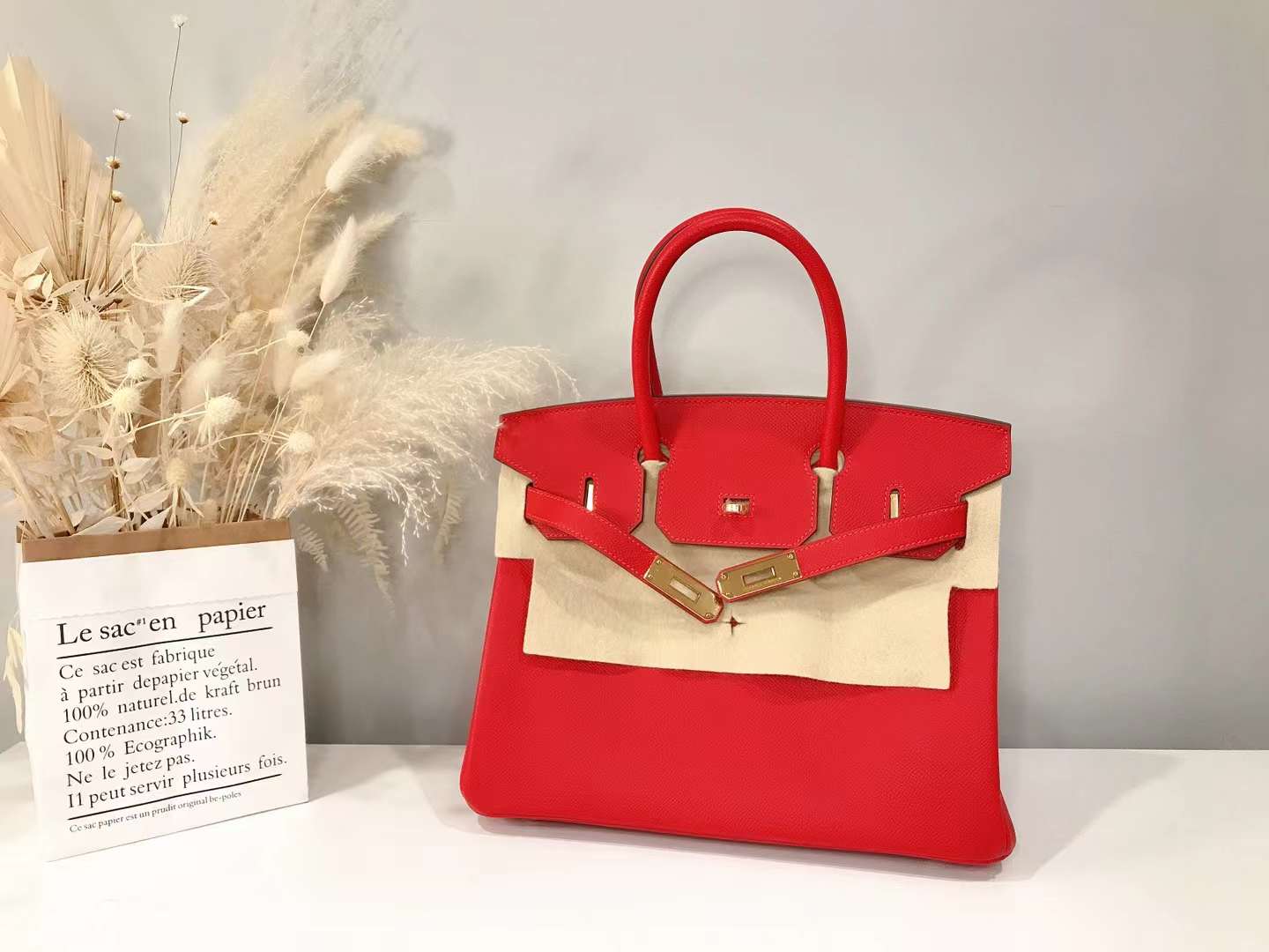 Hermes birkin 30 Q5 Rouge Casaque Gold Hardware