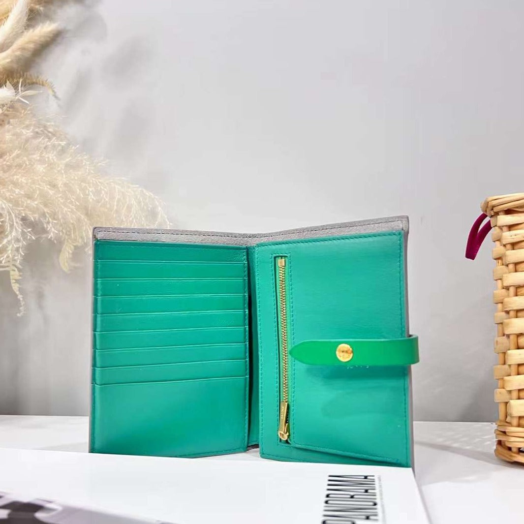 Celine Gray Wallet with Green Interior - luxhub.ca