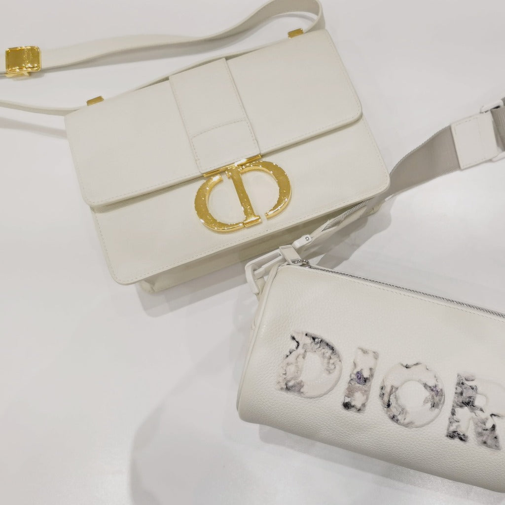 Dior 30 Montaigne Calfskin Bag White CD clasp Gold