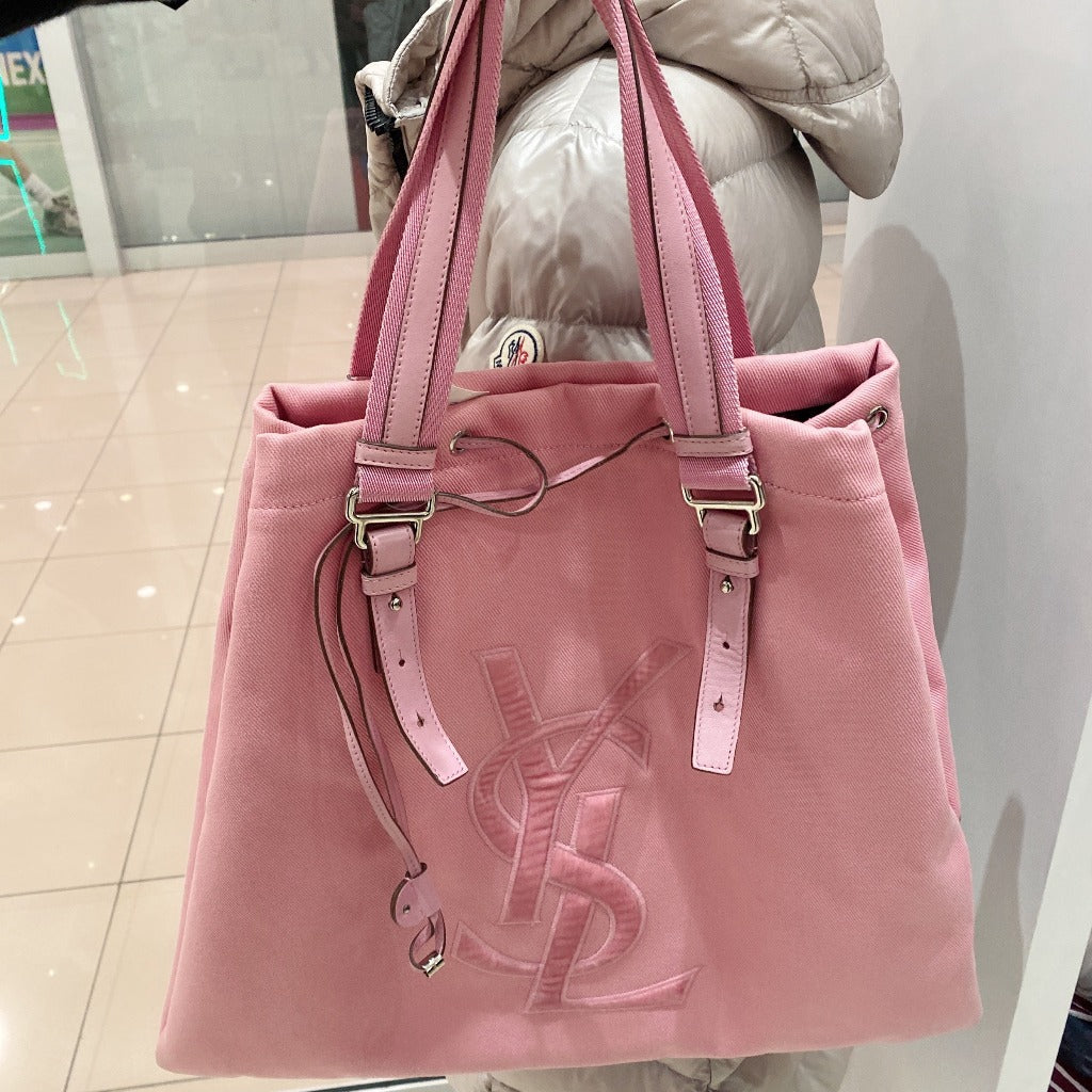 Saint Laurent YSL Canvas logo Tote Bag Pink