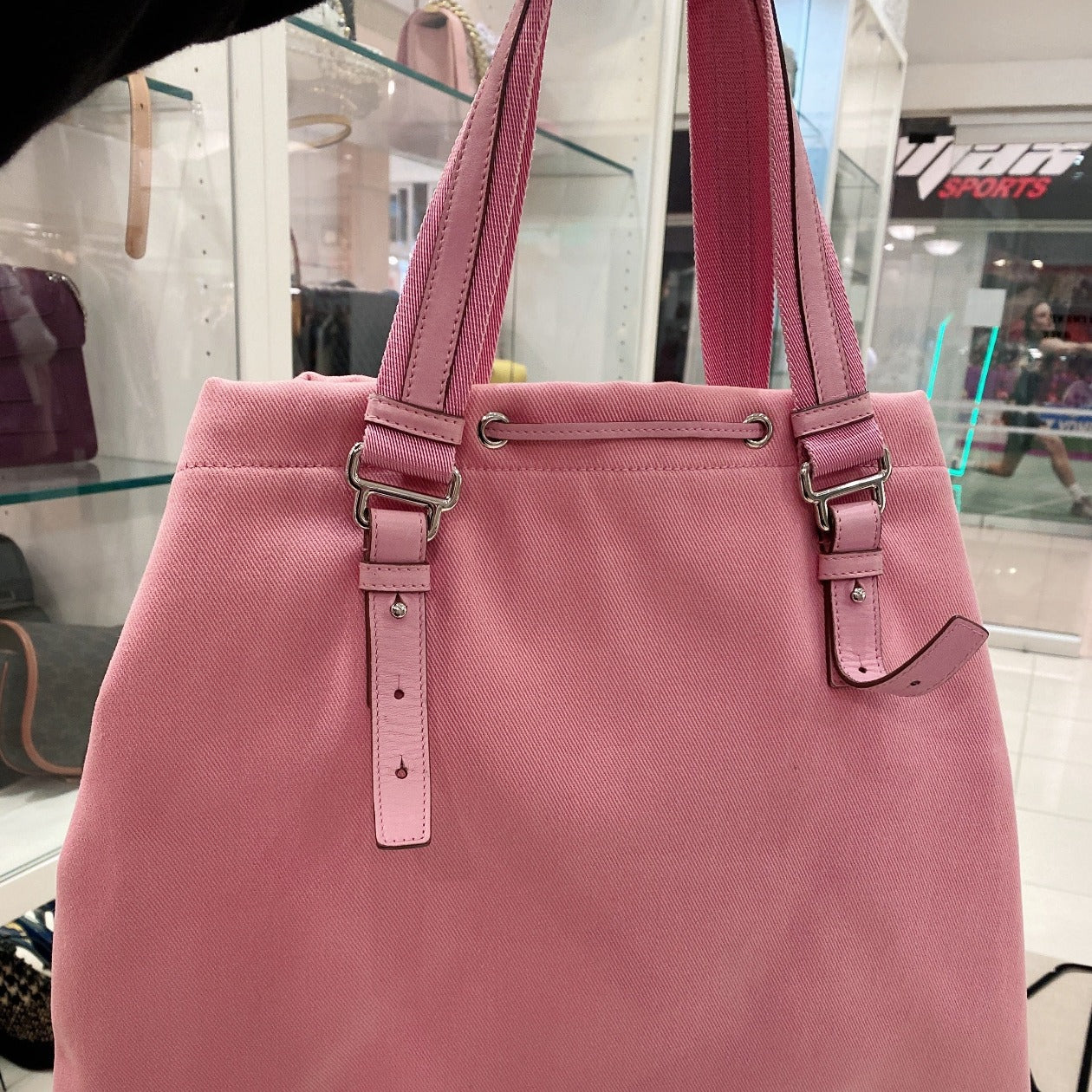 Saint Laurent YSL Canvas logo Tote Bag Pink