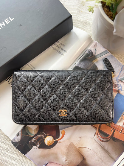 Chanel Long Zippy Wallet Black Caviar