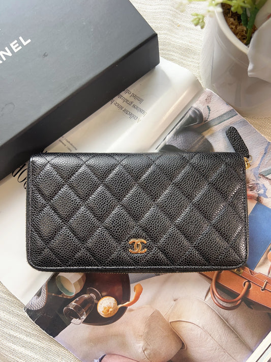 Chanel Long Zippy Wallet Black Caviar