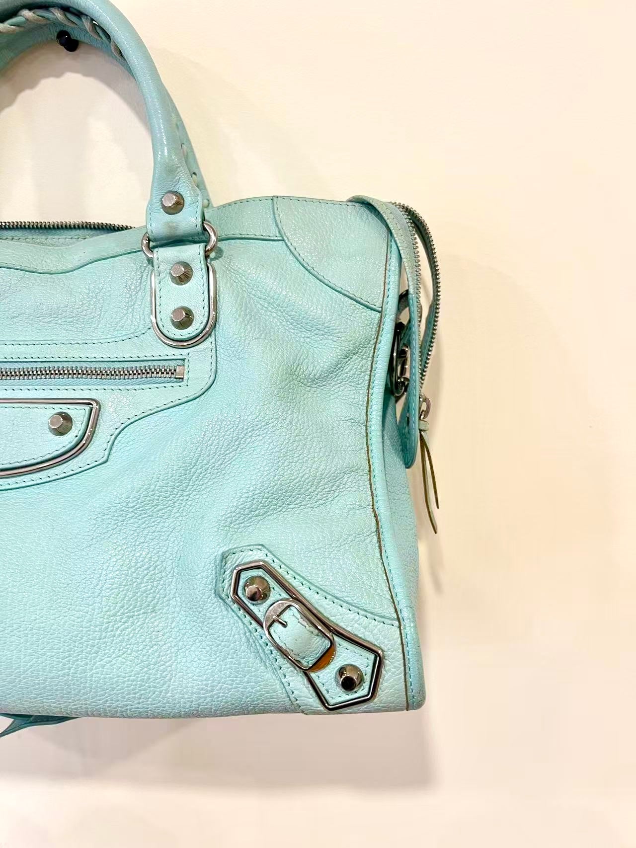 Balenciaga Metallic Edge Hardware City Bleu Azur